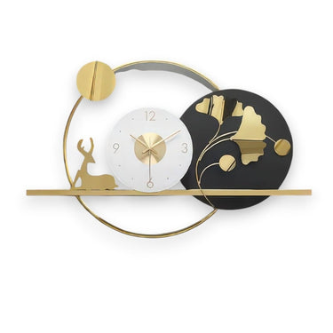 The Luxe Ginko Leaf & Deer Clock (28.5 x 18.5 Inches)
